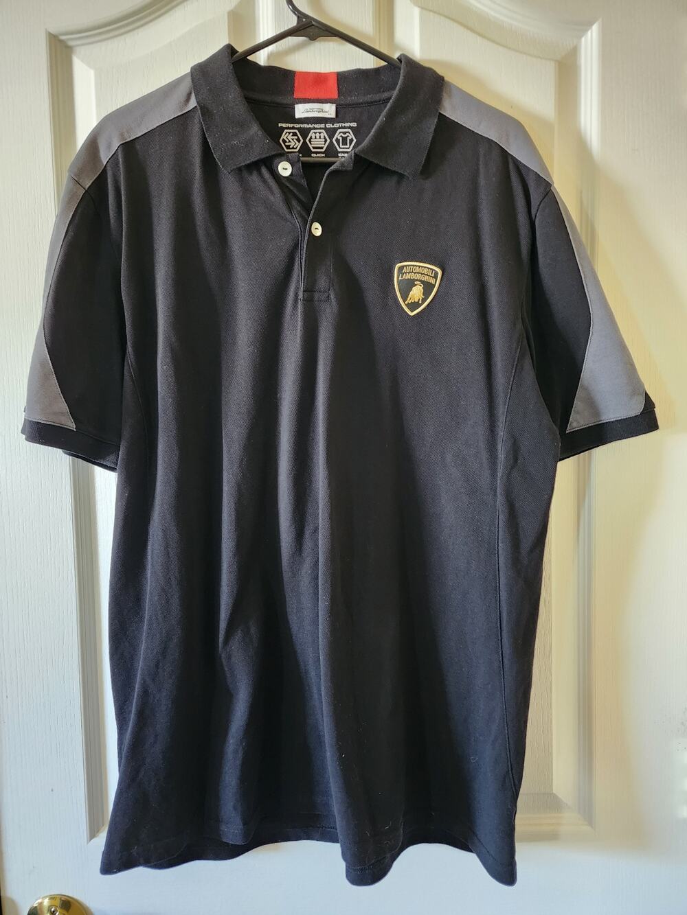 Automobili Lamborghini Pilota Ufficiale XXL Performance Polo Shirt Black Gray